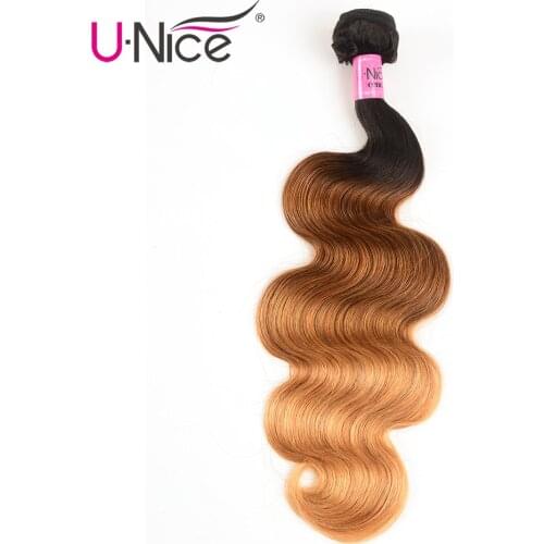 UNICE Hair Ombre Human Hair Extensions Color 1B/4/27 Peruvian Body Wave Hair Weave Remy Hair Bundles 1 Piece Can Mix Length
