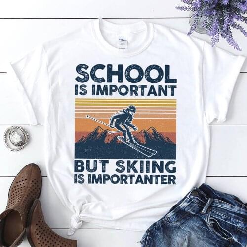 Skiing Print Harajuku Top Women T-shirt Casual Ladies Basic O-collar Short Sleeved Women T-shirt Girl,Drop Ship