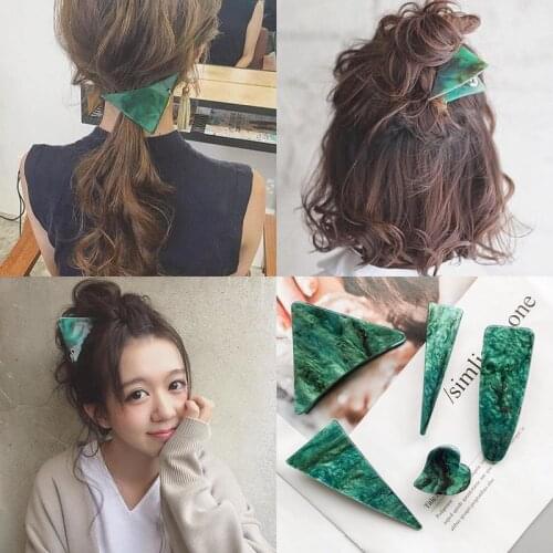 Women Geometric Hair Claws simple graceful Green Marble Acrylic Hair Crab Clips ladies Girls Make UP Clamps Accessories Headwear