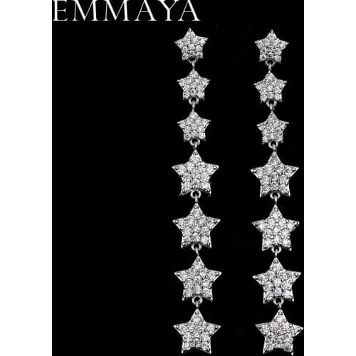 EMMAYA Wholesale New Fashion Cz Earrings Long Star CZ Dangle Earrings for Women Luxury Gift