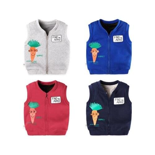 Boys Vest 2021 Autumn New Childrens Clothing Korean Baby Cartoon Carrot Vest Baby Clothes Toddler Casual Sleeveless Waistcoat