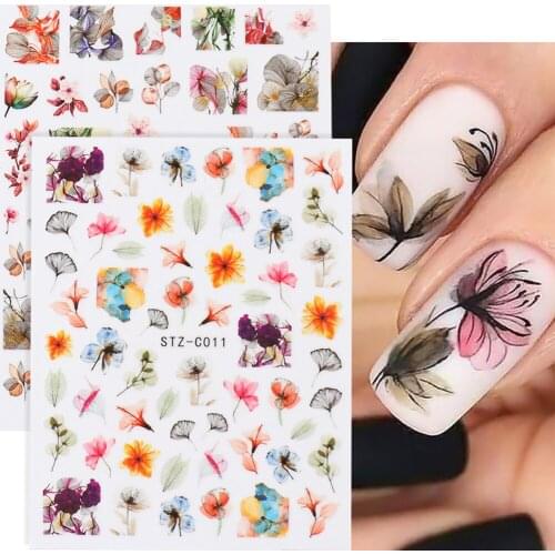 1 Sheet Dry Flower Lavender Nail Stickers Girls Nail Decals 3D Dried Flower Leaf Slider Manicure Adhesive Tattoo Nail Decoration