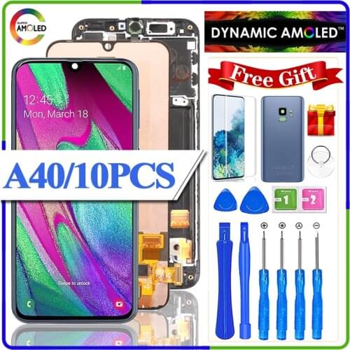 10PCS/Lot 100% Original For Samsung A40 LCD 2019 A405 LCD Display Touch Screen Digitizer Assembly with Frame Replacement Repair