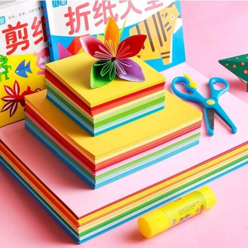 100 Pcs / Pack Square Origami Double Sided Solid Color Folding Multi Color Childrens Manual Diy Scrapbook Decoration Technology