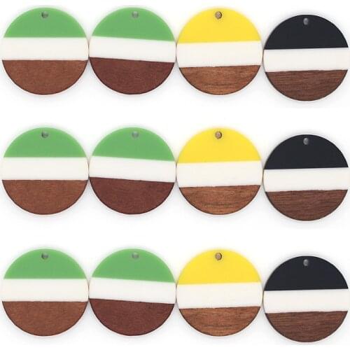 2pcs New Creative Splice Resin Wood Circle Earring Charms Black White Fashion Women Earrings Necklace Pendant Jewelry Accessory