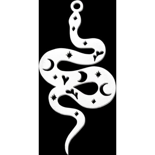 5pcs/lot 100% Stainless Steel 38mm Snake DIY Earring Pendant Charm Wholesale Jewelry Necklace Making Charms Finding Supplies