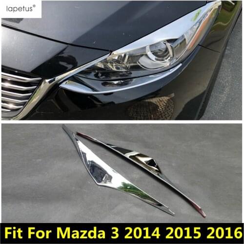 Lapetus Accessories For Mazda 3 AXELA Hatchback Sedan 2014 2015 2016 Front Head Lights Lamp Eyelid Eyebrow Strip Cover Kit Trim
