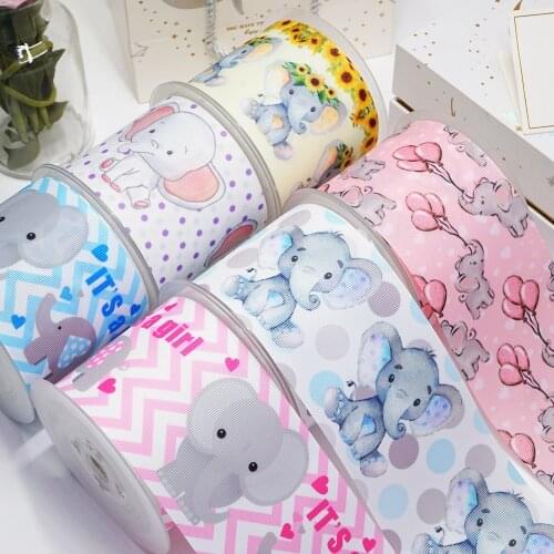 Free shipping 3 Inch Cartoon Printed Grosgrain Ribbon Craft Supplier 52527
