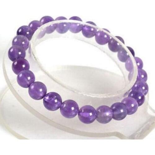 Free shipping new hot Beautiful 10 mm amethyst bead stretch bracelet 7.5 inche