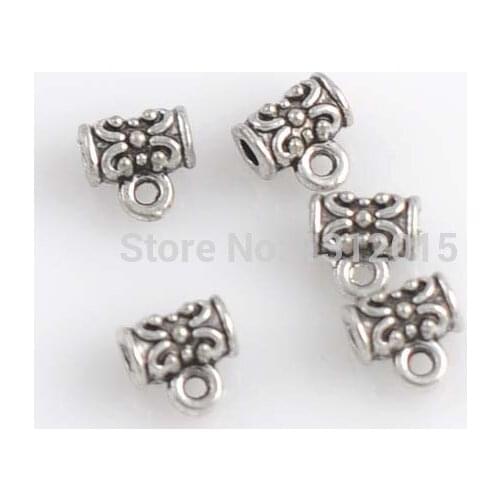 Free Shipping Wholesale Alloy&Metal Antique Silver Bail Beads Jewelry Findings Fit Charm Bracelets 7x7mm,50Pcs,YTC0162