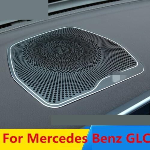 Aluminum alloy Black Titanium Dashboard(audio) Loud Speaker Cover Horns Mesh Interior decoration For Mercedes Benz GLC