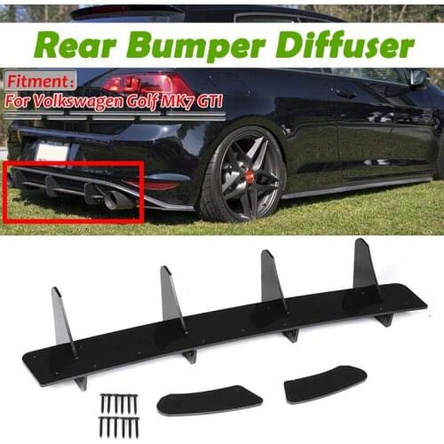 Black Car Rear Bumper Spoiler Diffuser Protector Rear Diffuser Lip & Rear Side Splitter For Volkswagen For VW For Golf MK7 GTI