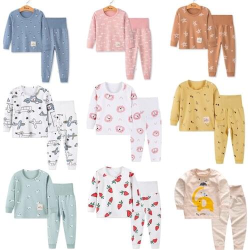 Children Pajamas 2pc Long Sleeve Cartoon Kids Sleepwear Baby Girl Clothes Sleep Suit Autumn Cotton Toddler Pyjamas Boy Nightwear