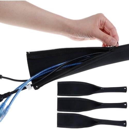 Diy Neopreen Kabel Management Mouw Rits Wrap Draad Hider Cover Organizer