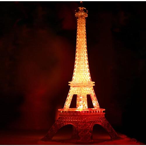 Holiday DIY Decorations Romantic Eiffel Tower luminescent Color Changing LED Night Light Bedroom Home Individuality Decoration