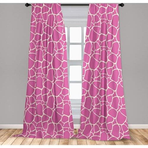 Giraffe Curtain Abstract Tropical Jungle Animal Skin Pattern Pink Camouflage Style Feminine Design Window Treatment Living Room