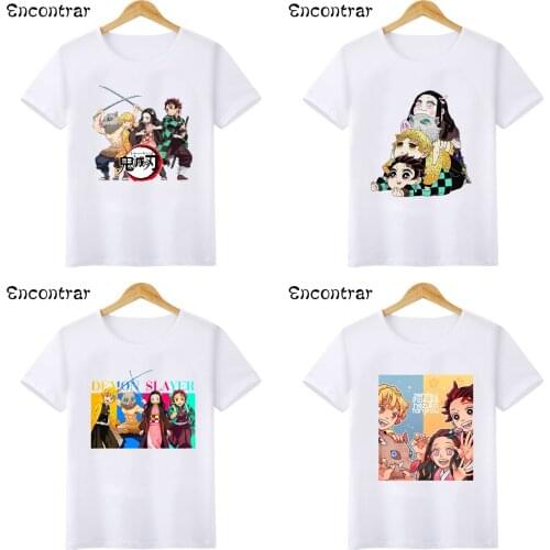 Japanese Anime Kimetsu No Yaiba T Shirt Kids Kawaii Cartoon T-shirt Children Demon Slayer Funny Demon Blade Tshirt Boys/girls