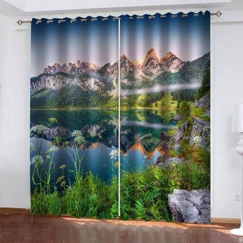 Beautiful scenery curtains new window balcony thickened windshield blackout curtains green curtain