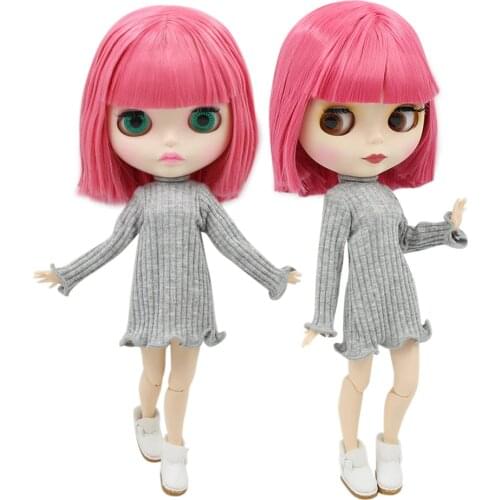 ICY DBS Blyth Doll 1/6 bjd toy joint body white skin matte face short pink hair articulated doll 30cm