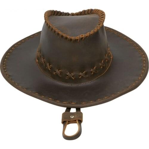 Vintage New Pu Leather Western Cowboy Hat Men Spring Summer Outdoor Travel Knight Cap