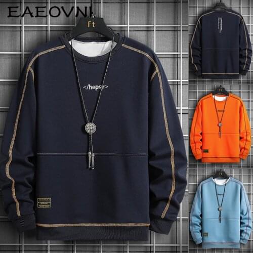 EAEOVNI Men Autumn Long Sleeve Sweatshirt 2021 New Casual Mens Hoodies Streetwear Clothes Crewneck Sweatshirt Harajuku Hoodie