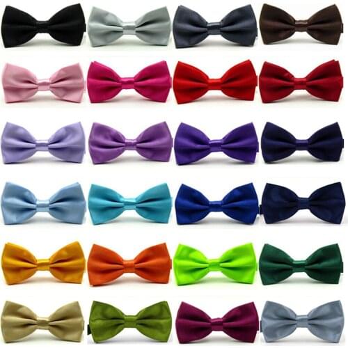 Men Satin Pre-Tied Solid Plain Bow Tie Wedding Adjustable Tuxedo Bowties Necktie BWTYY0504