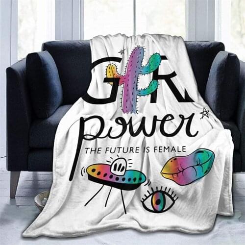 Girls Power Soft Plush Gift Flannel Microfiber Fleece Bedspread Sherpa 3D-Printed Blanket Couch Bedroom Decorative