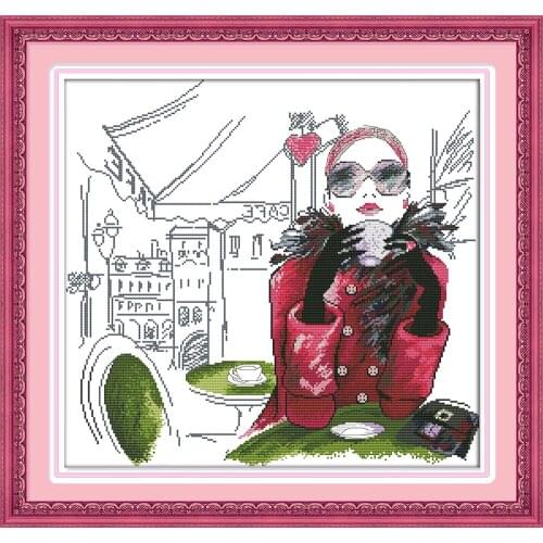 The city girl cross stitch kit DIY hand embroidery set craft handmade needlework