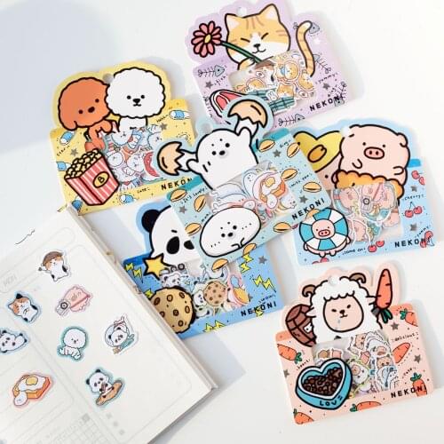 32 pcs/set Korean Import Nekoni Original Animals Illustrations Style Stickers Scrapbooking Diy Bullet Journal Stationery Sticker
