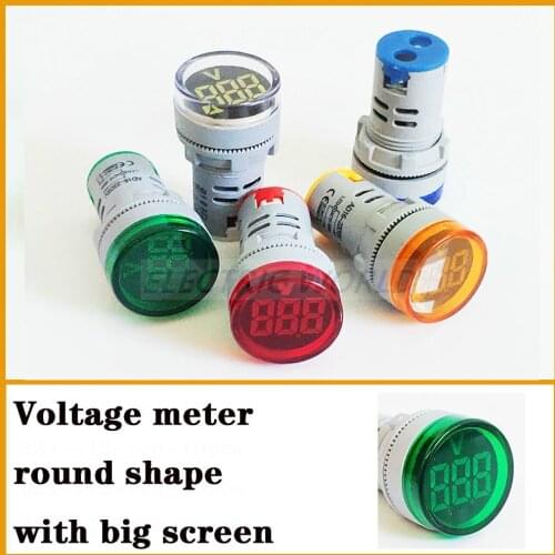 Voltage Meter Volt Indicator Signal Lamp 22mm LED Digital Display Gauge Combo Measuring Range 60-500V AC Voltmeter Lights Tester