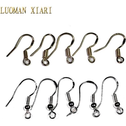 Wholesale 100 Pcs lot Free Shipping Sterling Silvery Golden Hooks Coil Ear Wire Earrings Findings Jewelry Accessory DIY Earring