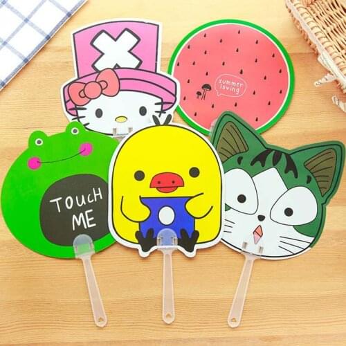 Wholesale 1000pcs Summer Cheap Custom Advertising Folding Plastic Handle Fan Company Promotional Logo Customization