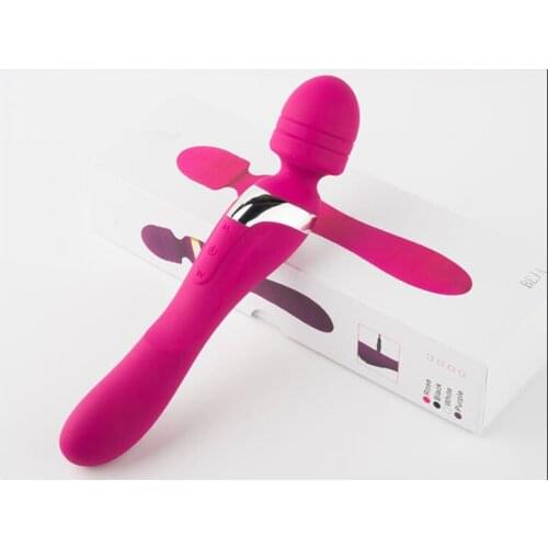Rechargable silicone Female masturbation Double AV vibrator magic wand massager vibrator 4 Colors