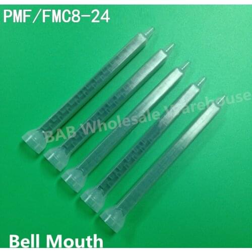 PMF/FMC8-24 Resin Static Mixer 24 Element Bell Mouth Mixing Tube Nozzles For Duo Pack Epoxies Square Shape Green Color