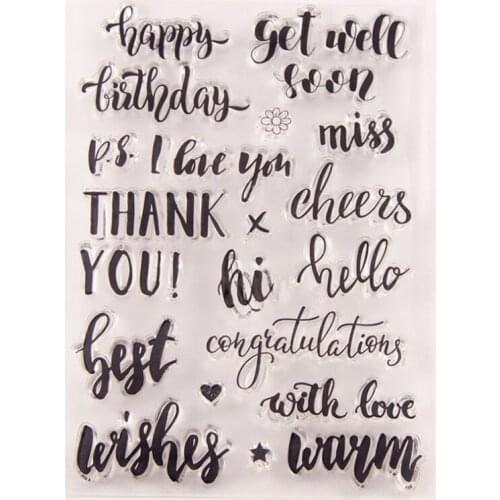 Common English Words Transparent Clear Silicone Stamp Seal DIY Scrapbook Rubber Stamping Coloring Embossing Diary Decor Reusable