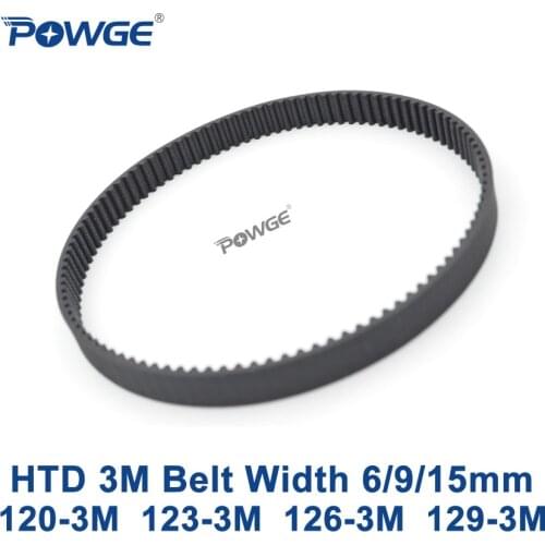 POWGE Arc HTD 3M Timing belt C= 120 123 126 129 width 6/9/15mm Teeth 40 41 42 43 HTD3M synchronous 120-3M 123-3M 126-3M 129-3M