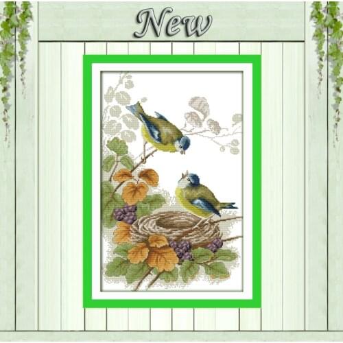 Spring birds trees scenery patterns counted print on canvas DMC 14CT 11CT Joy Sunday Cross Stitch Embroider kits Needlework Sets