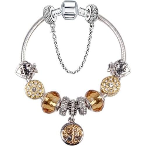 High-quality DIY handmade beaded bracelet Creative Life Tree Pendant Panjia glazed Beaded Bracelet in Europe and America