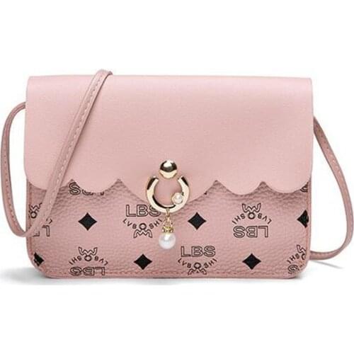 Women Mini Shoulder Bag Fashion Printed Pearl Pendant Cute Women Crossbody Bag Students Purse Cell Phone Bag Messenger Bag