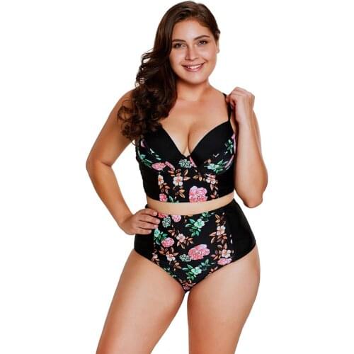 Summer women swimsuit Sexy two Pieces Bikini New Push Up Bikini Set Beachwear pringting Floral big size Fat breathe swim Suit