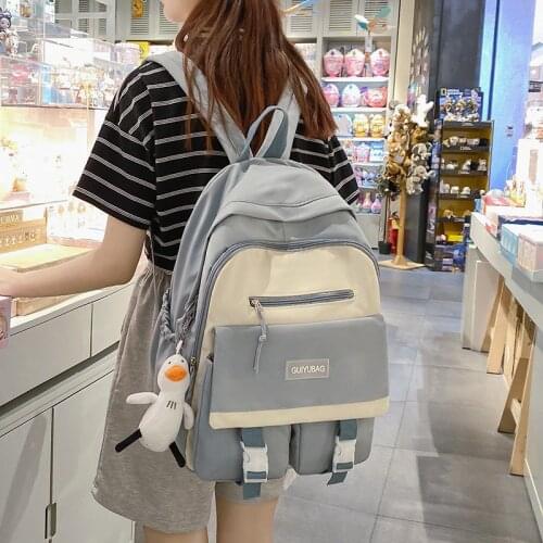 2022 Female backpack Kawaii Nylon Women Backpack Fashion Waterproof Rucksack for Teen Girls School Bag Cute doll Student Bookbag