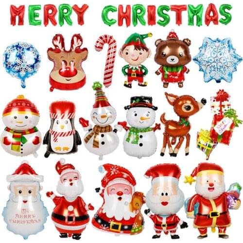 1pc Large Christmas balloon Decoration Santa Snowman Elk Christmas Bear Penguin Snowflake Aluminum Film Balloons New Year baby