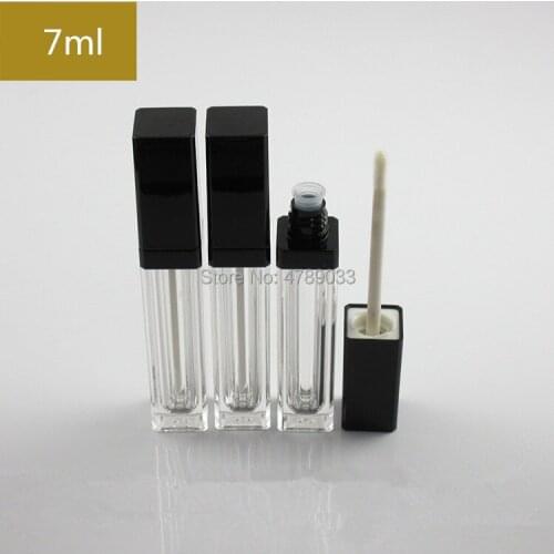 10/30/50pcs 7ml Square Empty Clear Lip Gloss Tube Lips Balm Bottle Brush Container Mini Refillable Lipgloss Tube Free Shipping