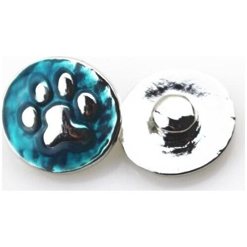 10pcs/lot Enamel Dog Paw Snap Buttons Diy 12mm Snap Jewelry Pendants Bracelet&Bangles Snaps Necklace Charms