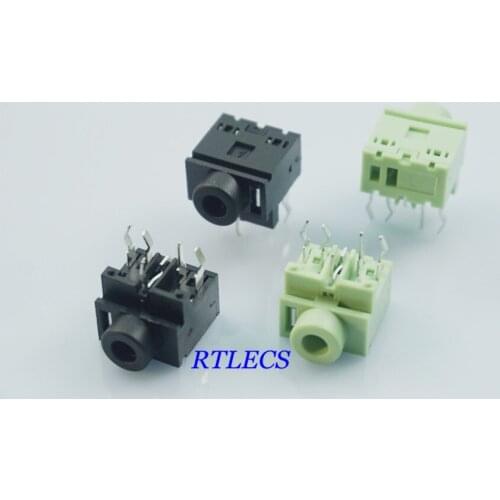 1000pcs Phone Jack 3.5mm 5 pin stereo audio socket for 3 poles earphone plug through hole DC30V 0.5A