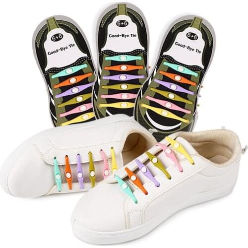 12pcs/Pack Lazy Silicone Shoelaces Strings Round Elastic Shoe Laces Band Special No Tie Rubber For Sneakers Fit All Straps