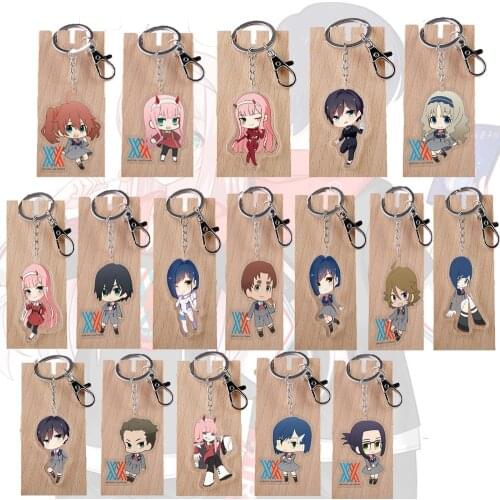 20Pcs DARLING In The FRANXX 02 ZERO TWO Keychain Cosplay Prop Halloween Anime Acrylic Keyring Key Ring Pendant Gift wholesale