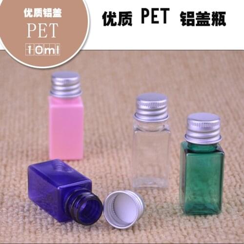 6pcs 10ml square plastic packaging bottles/Screw aluminum cap lotion Shampoo shower gel/travel Sample subpackage empty bottle