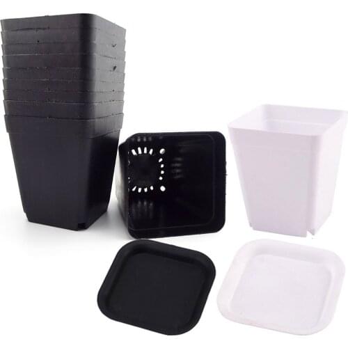 7cm Plastic Black white Flower nursery tray Pots Planters Creative Square grow cup garden tools For Succulent Plants Vegetable