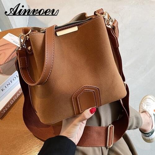 Ainvoev Female Big Casual bolsos Vintage Bucket Bags for Women Large Capacity Shoulder Bag Matte PU Leather Bag
